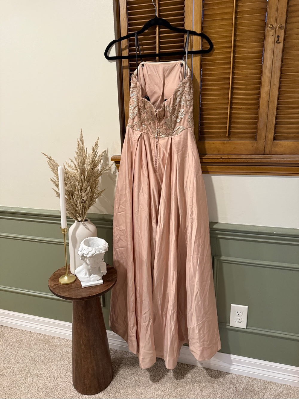Strapless Blush Pink High-Low Sequin Bodice Dress - Picture 2 of 2